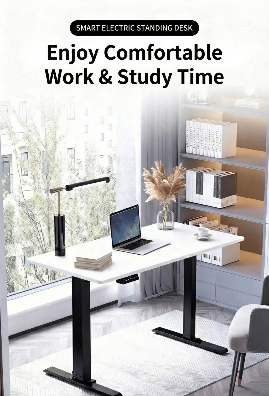 Minimalist Electric Standing Desk with Memory Controller